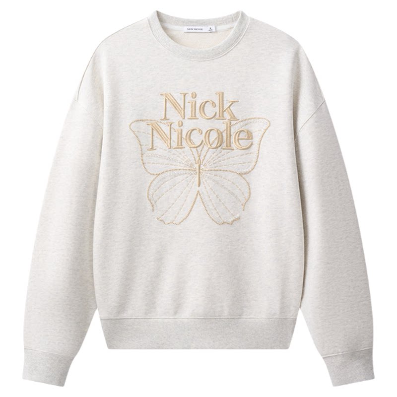 NICK&NICOLE小蝴蝶2026秋季卫衣女长袖上衣松弛韩风宽松圆领新款