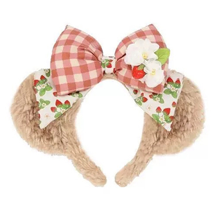 草莓雪莉玫发箍迪士尼可爱甜美蝴蝶结头箍洗脸压发游乐园拍照发饰