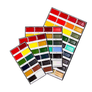 吴竹固体水彩金属星光色珠光色颜彩国画颜料12色18色24色36色48色美术生专用国风绘画美术生专用工具套装便携