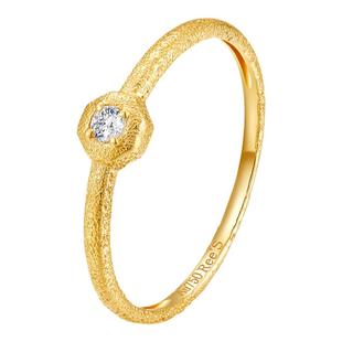 Ree写意。特殊闪沙工艺 轻奢18k黄金钻石 戒指 指环 日系简约叠戴