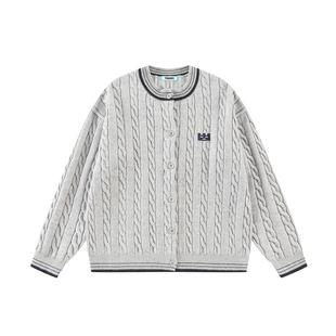 TGWALL「序言」刺绣绞花老钱风针织衫外套宽松情侣开衫毛衣男女