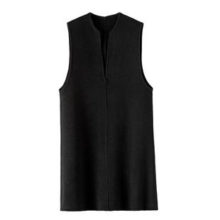 晚白2025年秋冬新款绵羊毛V领背心裙子气质高级感内搭无袖连衣裙