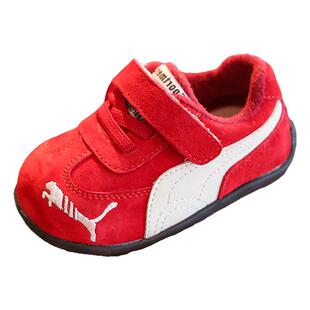 真皮宝宝学步鞋软底男童鞋子2025冬季加绒小童板鞋女童德训运动鞋