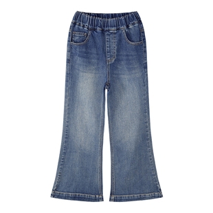 左西女童牛仔裤春装儿童洋气喇叭裤春秋款长裤2026新款中大童裤子