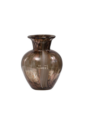 中式棕色圆肚琉璃花瓶