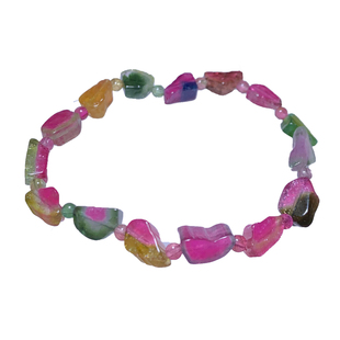 天然溏心西瓜碧玺原石切割随行手链双色随形单圈水晶手串礼物饰品