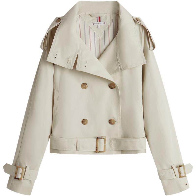 Tommy女装双排扣短款风衣外套