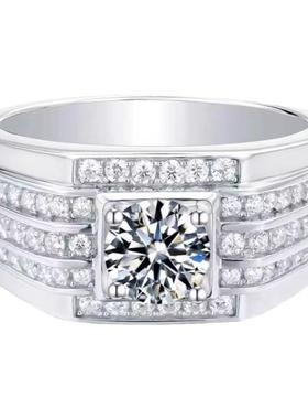 进口D色莫桑石三生三世男戒