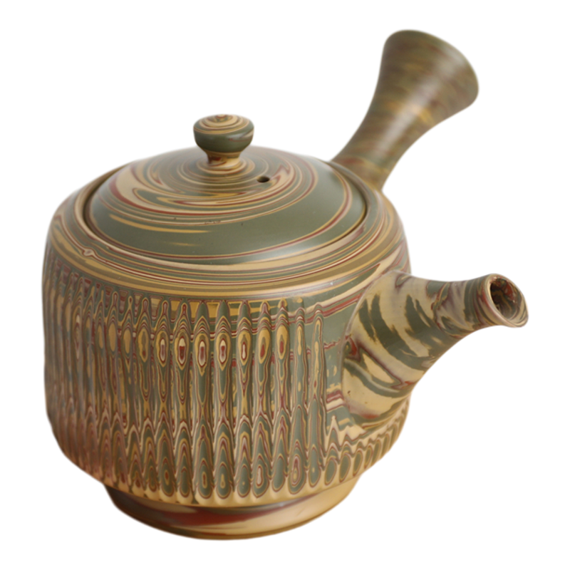 日本常滑烧急须 仙松 练泥 270ml 纯手工日式紫砂侧把陶茶壶