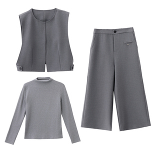 大方得体穿搭阔腿裤三件套马甲2026新款今年流行爆款女装春款套装