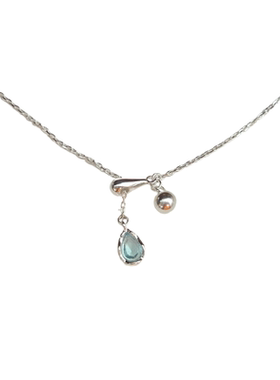 925纯银蓝色美人泪女抽拉式颈链