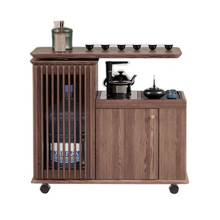 全实木移动茶车家用客厅沙发边几旋转功夫茶桌乌金石泡茶喝茶台