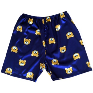 夏季男士大码仿真丝绸家居裤沙滩裤短款睡裤平角五分裤居家短裤溥