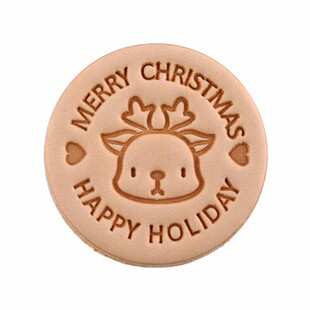 圣诞来了 原色植鞣 立体皮块挂件挂饰半成品DIY钥匙扣材料 送铜环