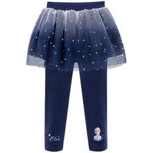 爱莎公主女童加绒打底裤2025秋冬新款女孩保暖裙裤儿童加绒裤子女