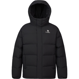 骆驼男装短款羽绒服男款2025秋冬白鸭绒加厚保暖百搭时尚连帽外套