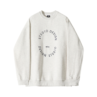 MRCYC圆领卫衣男士秋季韩系潮流百搭宽松高级感字母刺绣套头上衣