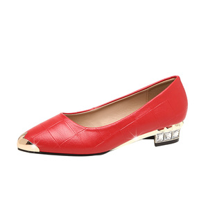 平底鞋单鞋女2023年新款真皮粗跟浅口尖头百搭时尚鞋子