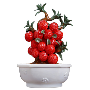 陶瓷荔枝树祝福摆件客厅轻奢高档博古架酒柜装饰乔迁开业礼品送礼