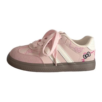 猫咪刺绣配裙子女生小白鞋