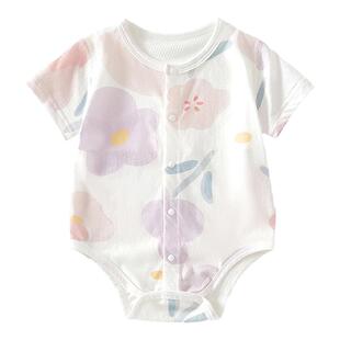 新生婴儿包屁衣夏季衣服薄款短袖宝宝连体衣纯棉3-6个月三角哈衣