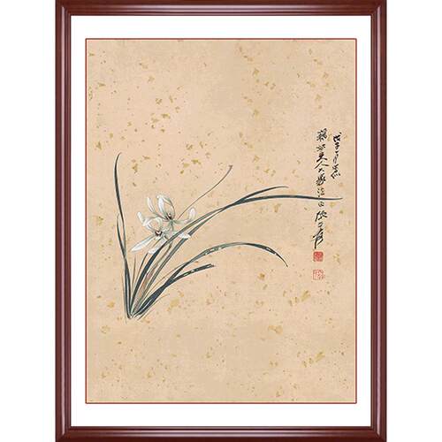 电表箱装饰画免打孔竖款遮挡箱配电箱中式新中式液压上翻客厅壁画