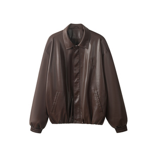 INXXAPYD 日系复古皮衣男宽松机车短款教练飞行夹克廓形外套