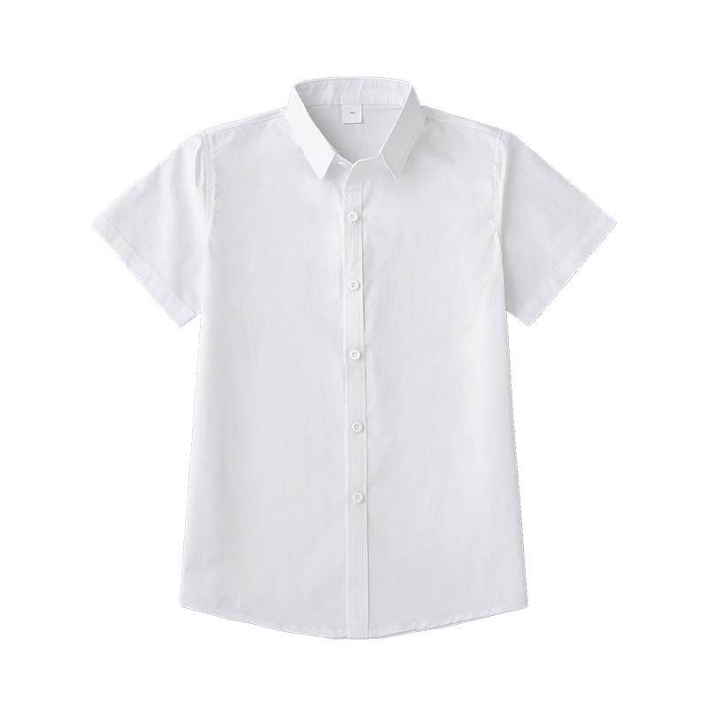 儿童白衬衫短袖夏季纯棉小男孩白色半袖薄上衣女学生JK校园表演服
