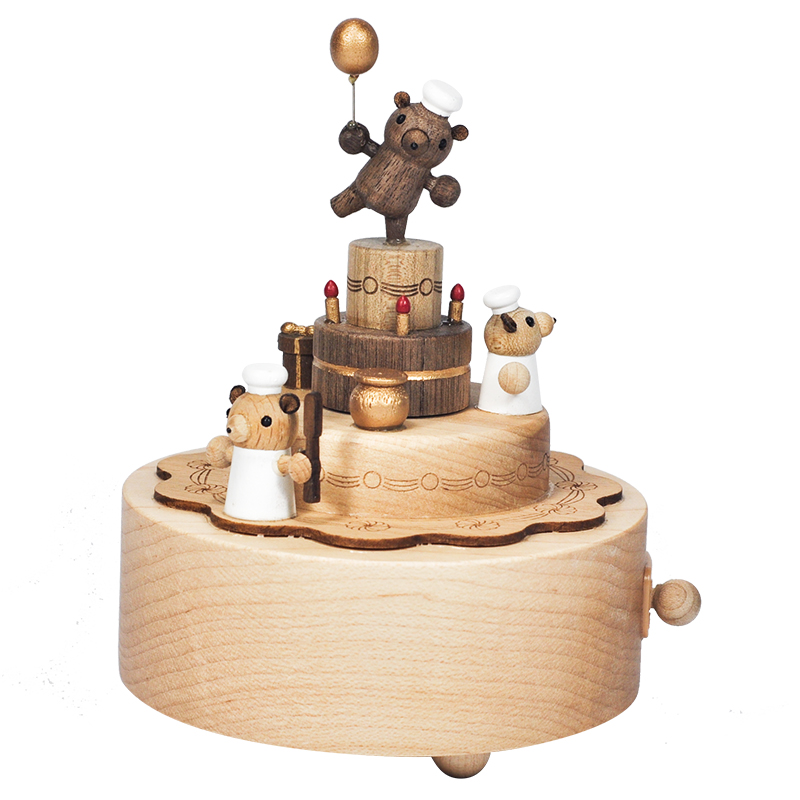 jeancard木质音乐盒旋转八音盒森活木趣送小孩新人女生日七夕礼物