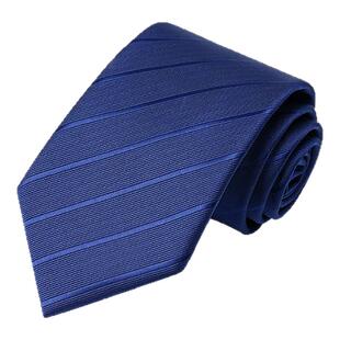 罗蒙蓝色领带男免打结正装高档拉链式休闲商务西装高级感条纹手打