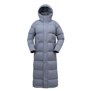 黑冰长款羽绒服女过膝加厚保暖黑色羽绒服连帽鹅绒外套700蓬F8569