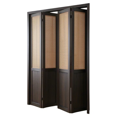 酒店民宿藤编屏风平移推拉门柜门