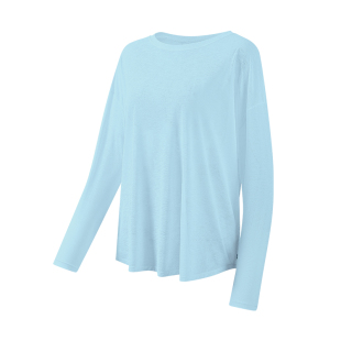 361瑜伽轻薄罩衫长袖宽松遮屁股蓝色瑜伽服大码健身服运动上衣女