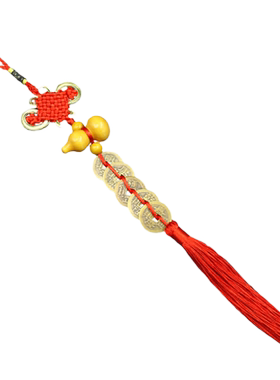 慈风阁桃木葫芦纯铜五帝钱挂件