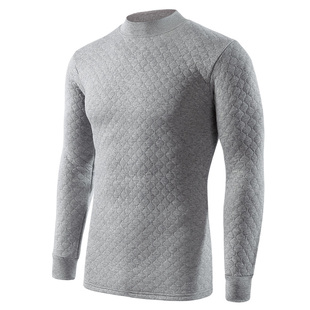 ab内衣男士保暖上衣精梳棉三层夹棉加厚半高领保暖秋衣单件SZ35