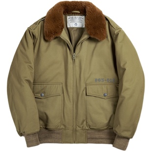 马登工装美式复古B10轰炸机夹克棉服毛领翻领棉衣飞行外套男冬季