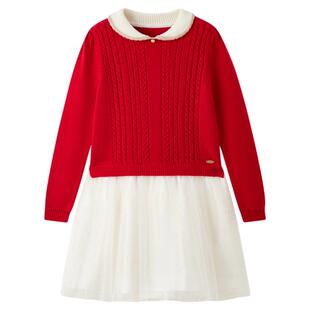 eland kids衣恋童装女童连衣裙26年春季新品含绵羊毛针织裙网纱裙