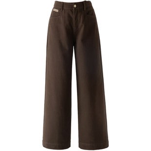 咖色牛仔裤宽松阔腿裤女2025新款秋冬裤子加绒女裤长裤棕色直筒裤