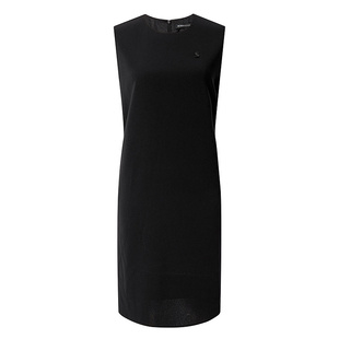 BCBG优雅时髦精致范经典无袖醋纤圆领无袖小黑裙A字连衣裙夏款