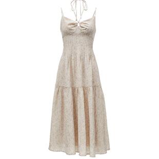 【ONLY奥莱】春季新款简约气质中长款挂脖系带连衣裙女