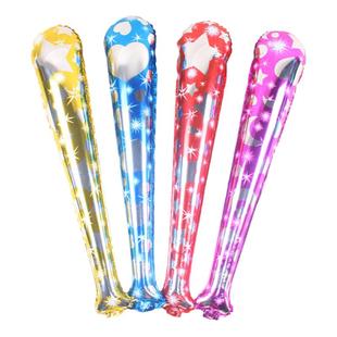 运动会气球铝膜手持打击棒加油棒超亮铝膜充气棒啦啦棒助威棒气球