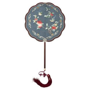 筛月苏州古风团扇手工苏绣女复古真丝宫扇中式结婚汉服双面绣扇子