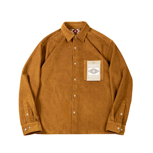 MRA男装 日系姜黄色粗坑灯芯绒长袖衬衫美拉德纳瓦霍叠穿外套寸衣