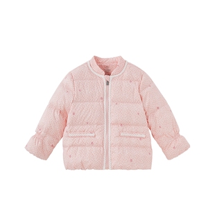 英氏儿童羽绒服棒球领外套保暖女童碎花可爱女宝秋冬新款童装上衣