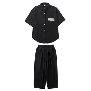 儿童街舞套装男女童宽松短袖衬衫嘻哈breaking演出服少儿爵士舞服