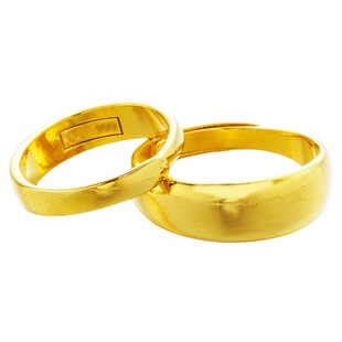 越南沙金光面开口情侣戒指简约百搭可调节光圈仿黄金时尚对戒男女