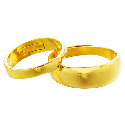 越南沙金光面开口情侣戒指简约百搭可调节光圈仿黄金时尚对戒男女