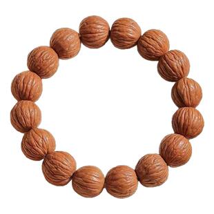 天然野生猴头凤羽土豪无修原籽桃核文玩手链单圈手串佛珠圆珠盘玩