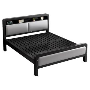 铁艺床双人床家用1米8加粗加厚加固不锈钢单人床架铁架床出租房用