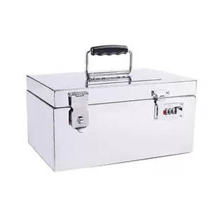 不锈钢收纳箱密码盒家用整理证件归纳储物箱带锁存钱罐收银钱盒子